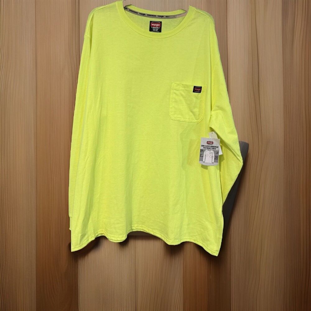 Wrangler Workwear Long Sleeve Shirt 3XL Yellow Safety High Visibility Pen Pocket